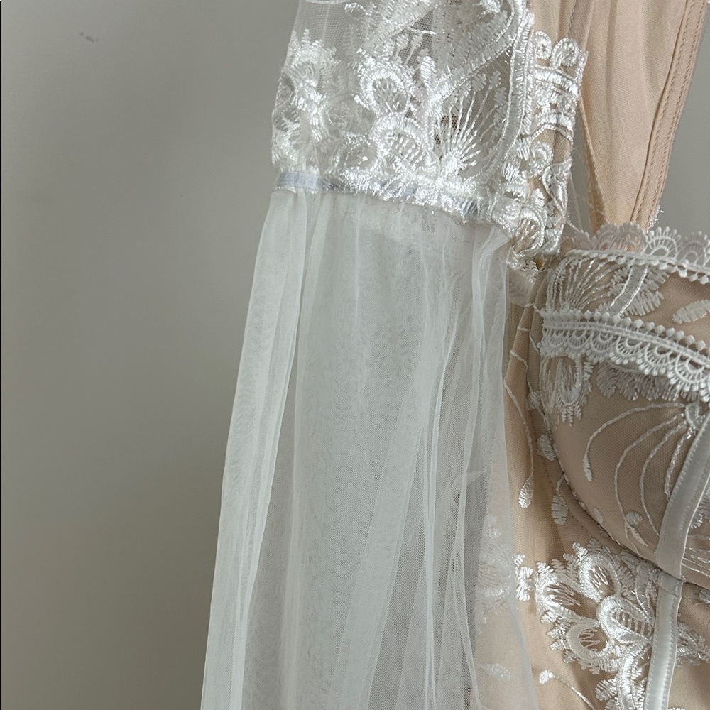 Fashion Nova White and Cream Lace Mini Dress - Picture 3 of 4